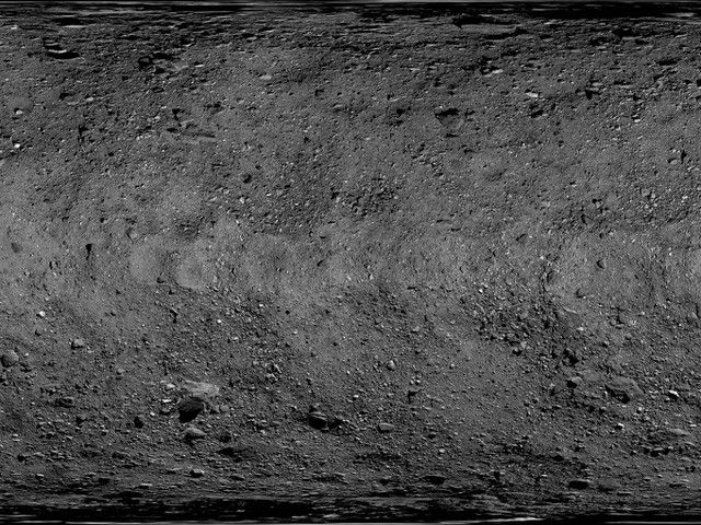 Close up image of Bennu's rocky surface.